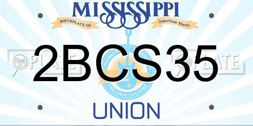 2BCS35 Mississippi License Plate