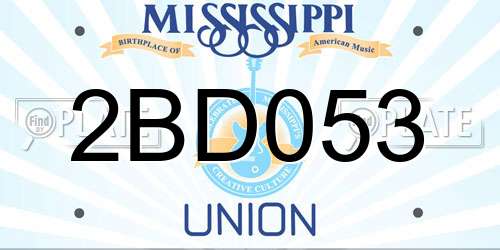 2BD053 Mississippi License Plate