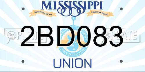 2BD083 Mississippi License Plate