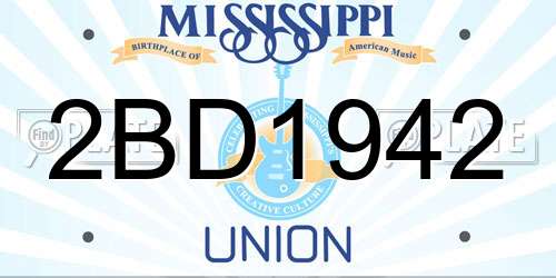 2BD1942 Mississippi License Plate
