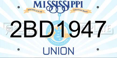 2BD1947 Mississippi License Plate