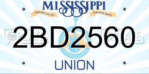 2BD2560 Mississippi License Plate