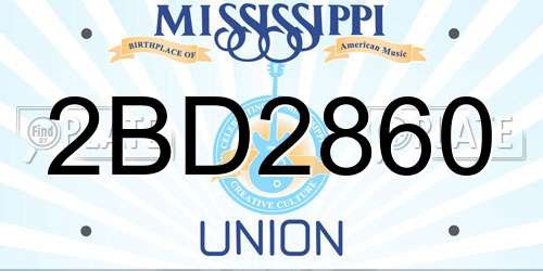 2BD2860 Mississippi License Plate