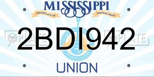 2BDI942 Mississippi License Plate