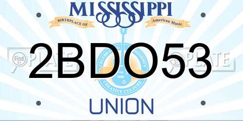2BDO53 Mississippi License Plate