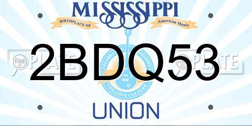 2BDQ53 Mississippi License Plate