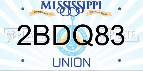 2BDQ83 Mississippi License Plate