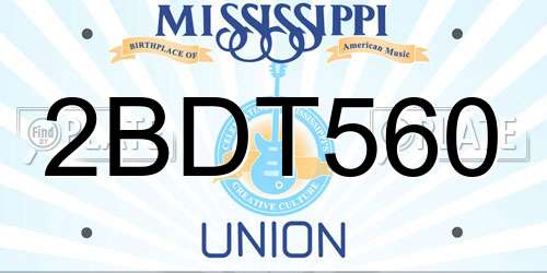 2BDT560 Mississippi License Plate