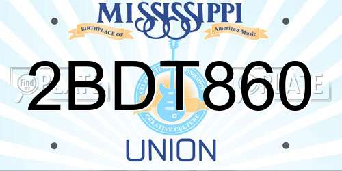 2BDT860 Mississippi License Plate
