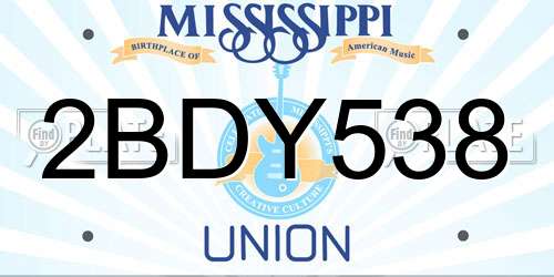 2BDY538 Mississippi License Plate