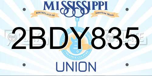 2BDY835 Mississippi License Plate
