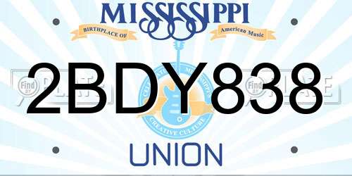 2BDY838 Mississippi License Plate