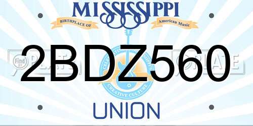 2BDZ560 Mississippi License Plate