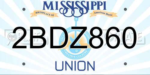 2BDZ860 Mississippi License Plate