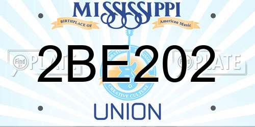 2BE202 Mississippi License Plate