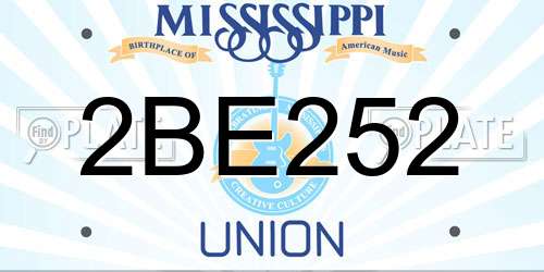 2BE252 Mississippi License Plate