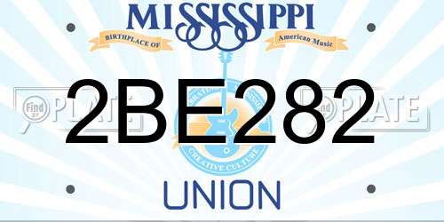 2BE282 Mississippi License Plate