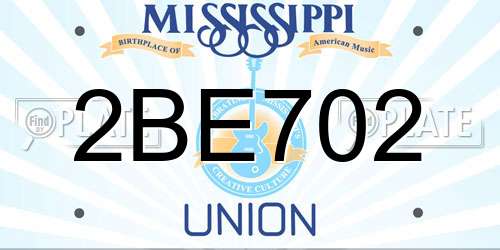 2BE702 Mississippi License Plate