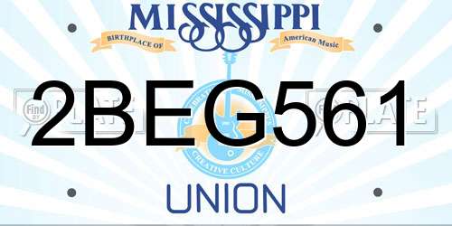 2BEG561 Mississippi License Plate