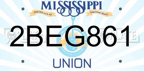 2BEG861 Mississippi License Plate