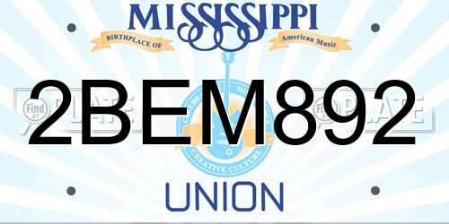2BEM892 Mississippi License Plate