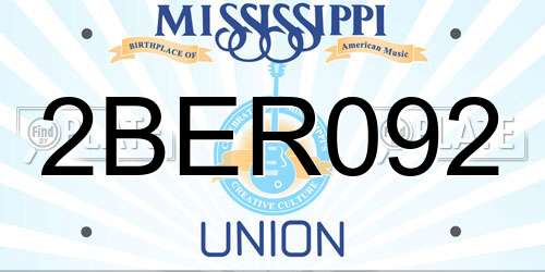 2BER092 Mississippi License Plate