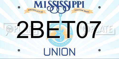 2BET07 Mississippi License Plate