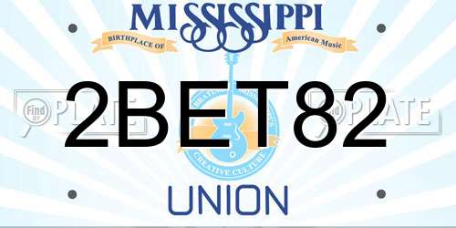 2BET82 Mississippi License Plate
