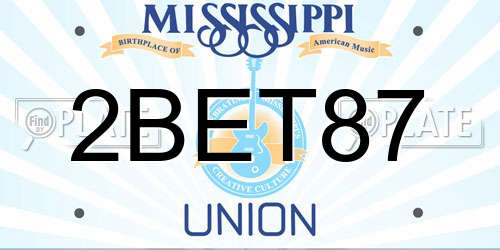 2BET87 Mississippi License Plate