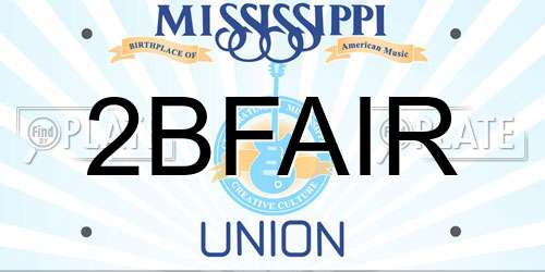 2BFAIR Mississippi License Plate