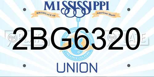2BG6320 Mississippi License Plate