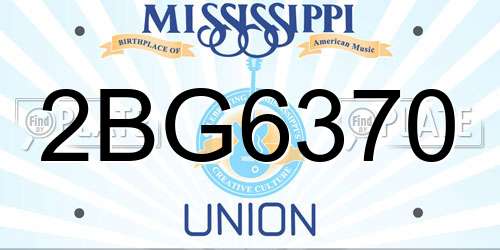 2BG6370 Mississippi License Plate