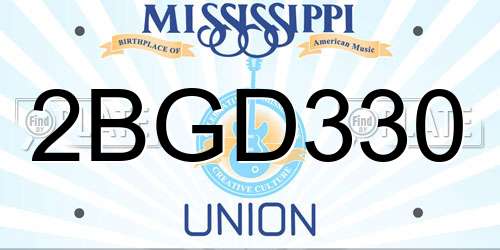 2BGD330 Mississippi License Plate