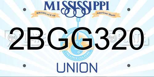 2BGG320 Mississippi License Plate