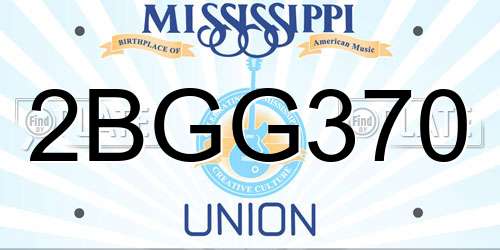 2BGG370 Mississippi License Plate
