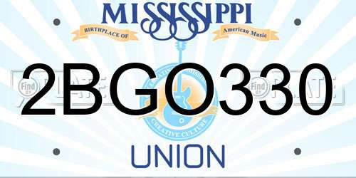 2BGO330 Mississippi License Plate