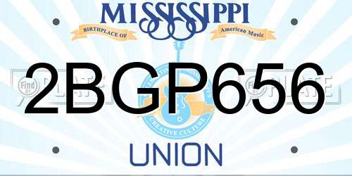 2BGP656 Mississippi License Plate
