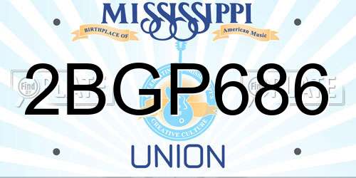 2BGP686 Mississippi License Plate