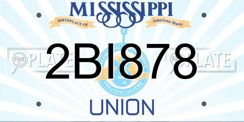 2BI878 Mississippi License Plate