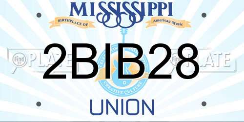 2BIB28 Mississippi License Plate