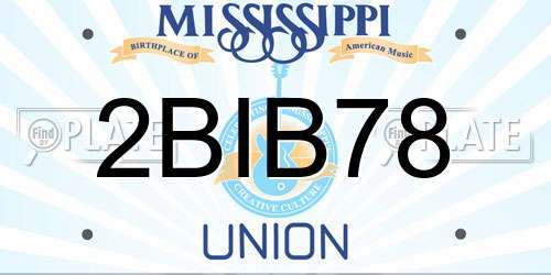 2BIB78 Mississippi License Plate