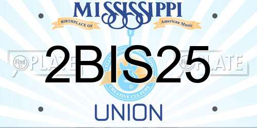 2BIS25 Mississippi License Plate