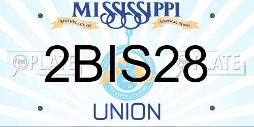 2BIS28 Mississippi License Plate