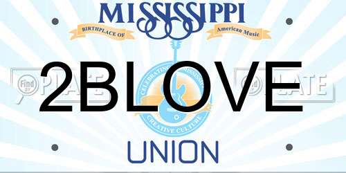 2BLOVE Mississippi License Plate