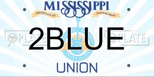 2BLUE Mississippi License Plate