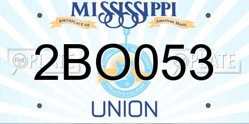 2BO053 Mississippi License Plate