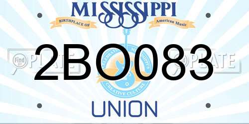 2BO083 Mississippi License Plate