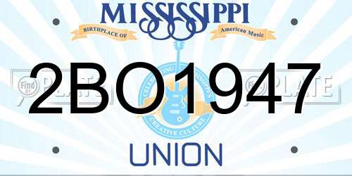2BO1947 Mississippi License Plate