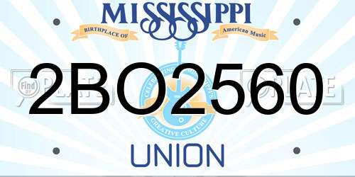 2BO2560 Mississippi License Plate