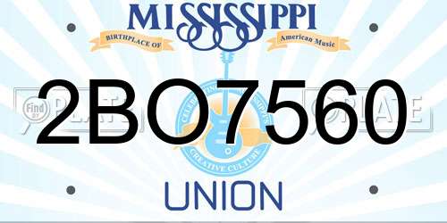 2BO7560 Mississippi License Plate